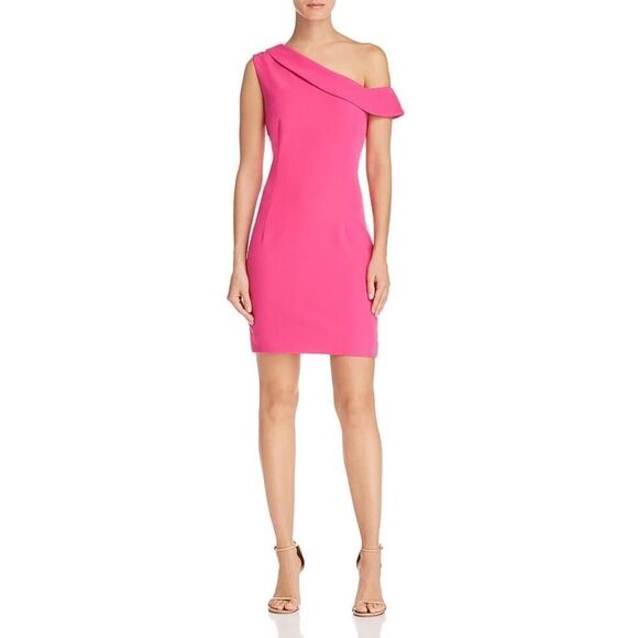 NWT Milly Cressida One-Shoulder Dress in Raspberry Fuchsia Pink - Size: 6 - Picture 12 of 13
